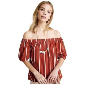 ANTHROPOLOGIE Elodie Off the Shoulder Striped Top